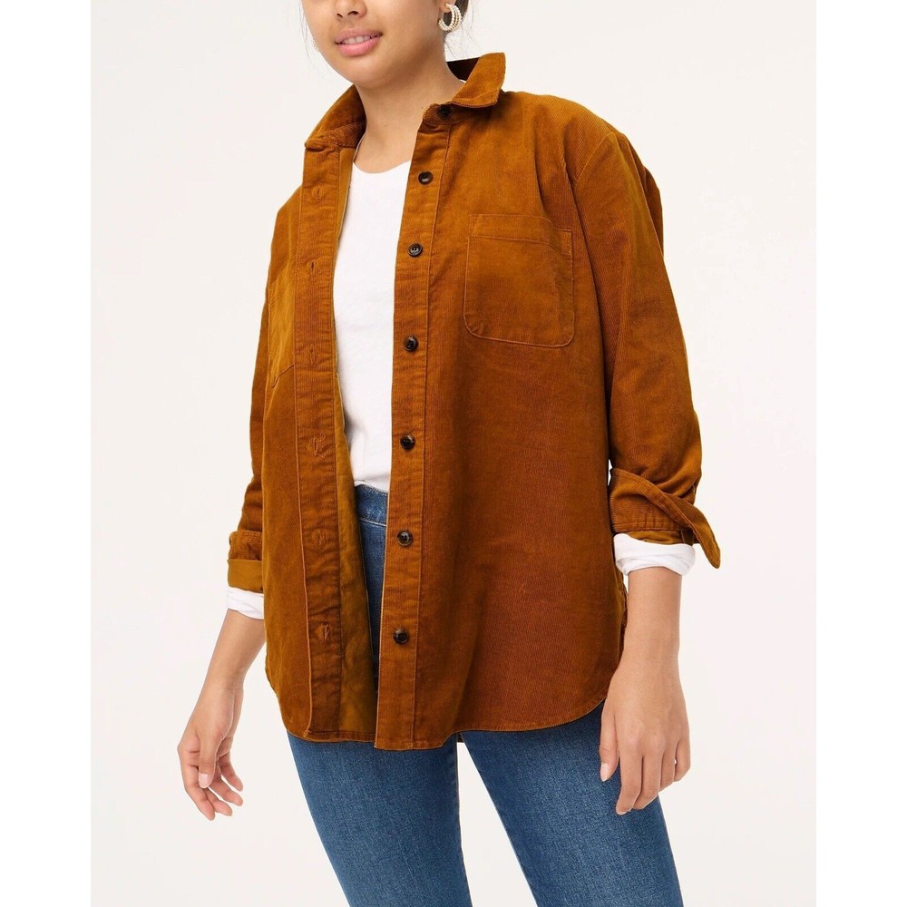J. Crew Shacket Orange Size Medium Ribbed Corduroy